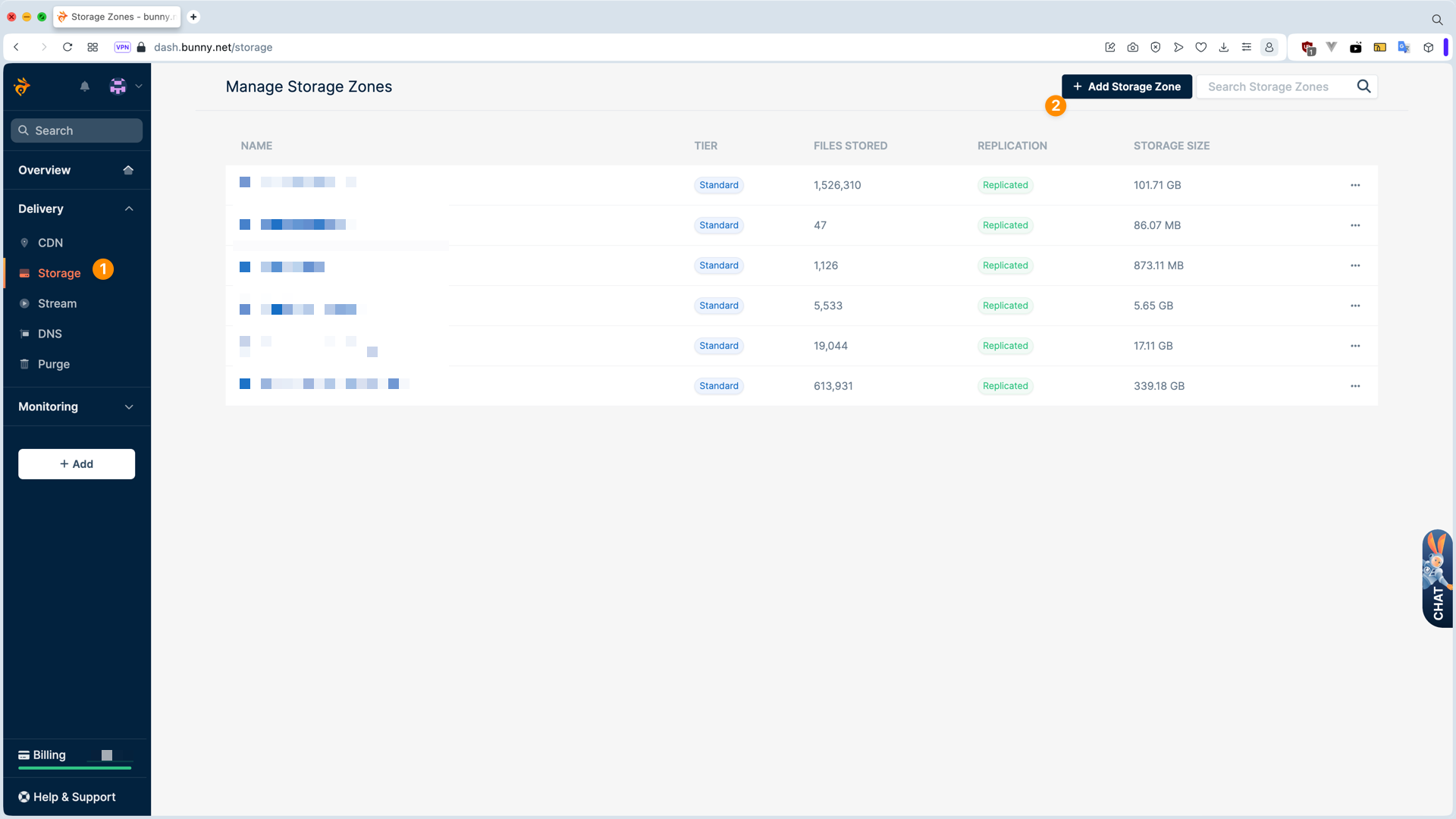 Step 1 - Bunny CDN Dashboard